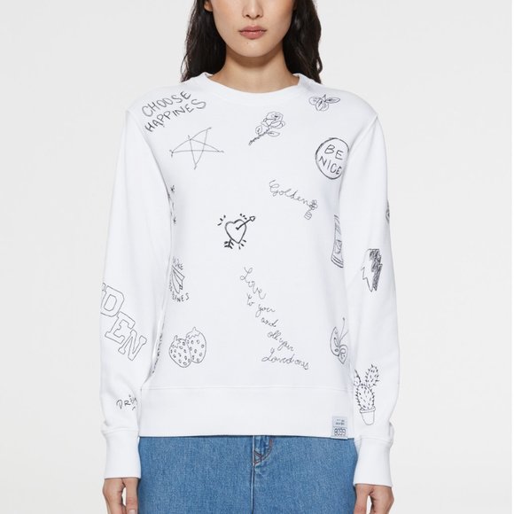 Golden Goose White Athena Sweatshirt XS Crewneck Inspirational - Picture 1 of 8